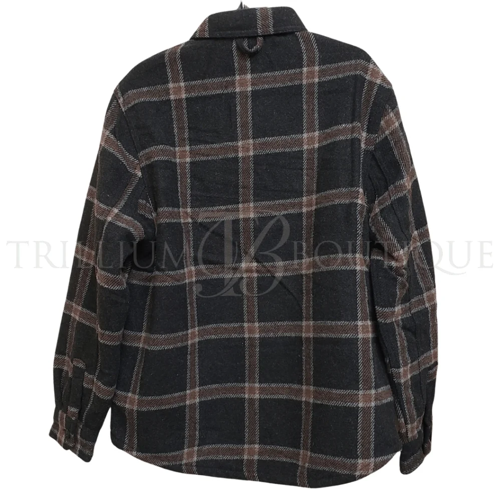 JACHS Men's Wool Blend Heavyweight Shirt Jacket Pile Fleece Lining Gray NWT - Picture 2 of 2